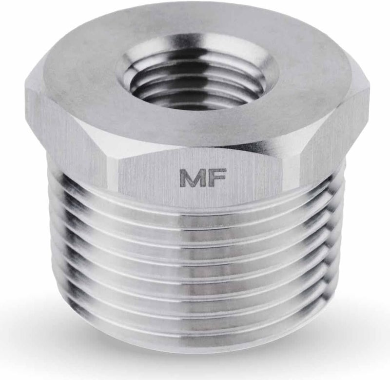 MAACFLOW Stainless Steel 3/4" Male NPT to 1/4" Female NPT Adapter Reducer Hex Bushing (Thread OD 1.02" - ID 0.44") (Pack of 1) - Image 1